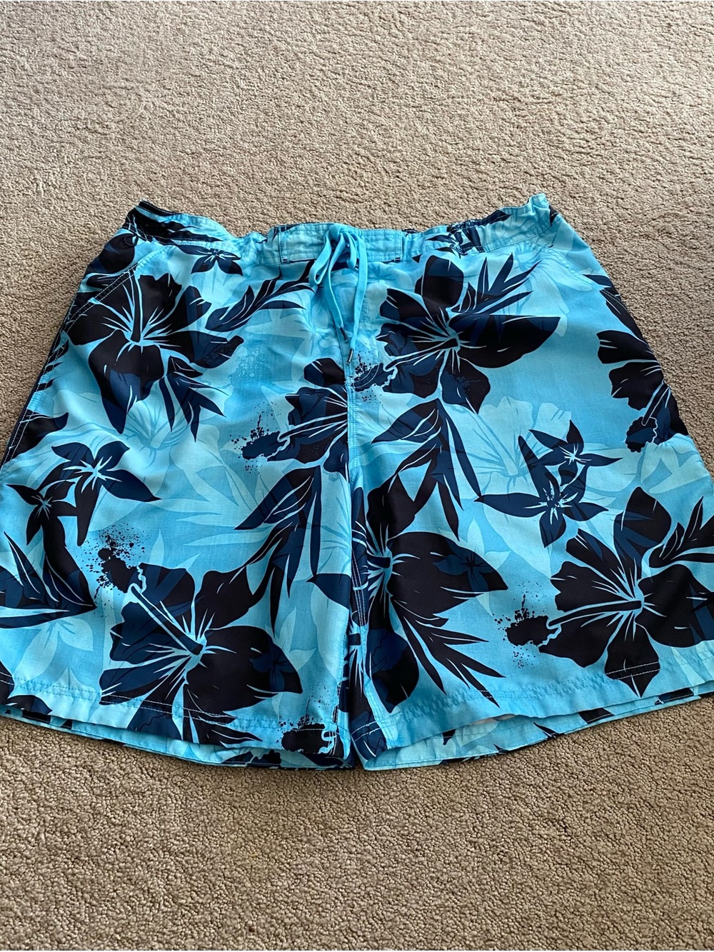 Speedo Turquoise and Navy Floral Swim Trunks